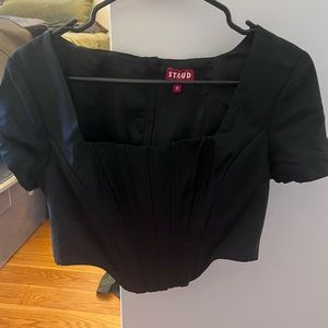 Staud Peony Black Corset Top